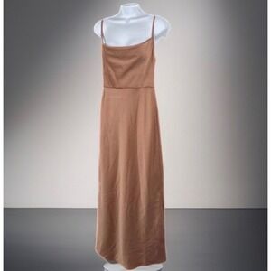 BHLDN Maxi Dress Women 6 Rose Gold Cowl Neck Spaghetti Strap Formal Satin Finish